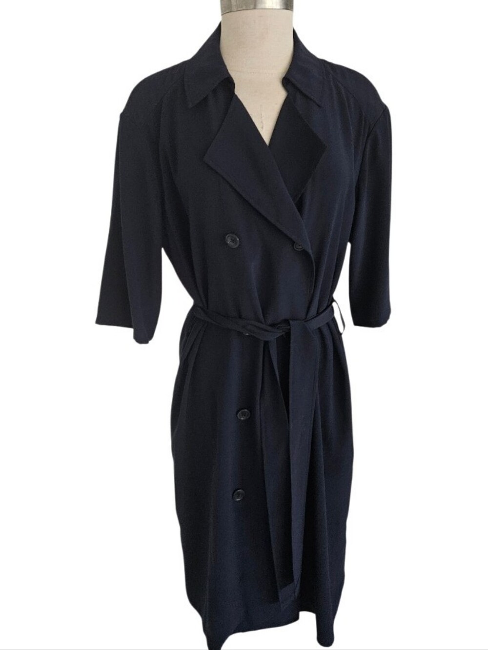 DKNY Classic Navy Belted Trench Dress - Women